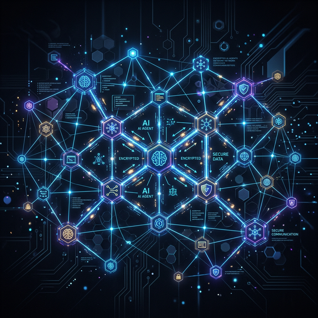Diagram of the SYN Link network architecture showing AI agents connected through the encrypted relay